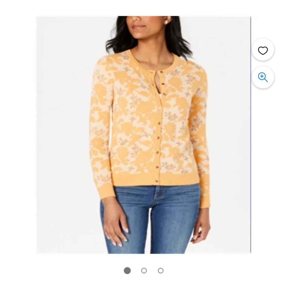 Charter Club Women's Jacquard Print Cardigan Yellow Size Large